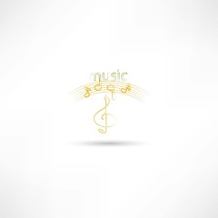 gold treble clef and music symbols