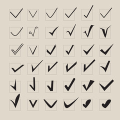 Set of different grey and black vector check marks or ticks