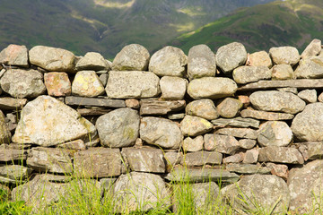 Dry stone wall no mortar Lake District Cumbria uk