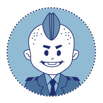 Character brave, strong soldier in forage-cap