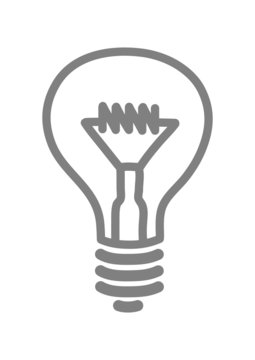 Grey light bulb icon on white background