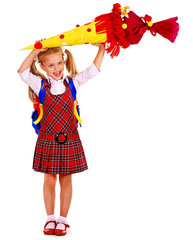 Child with school cone.