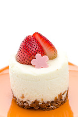 Strawberry cheesecake isolated on white background