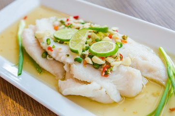 Steamed basa fish