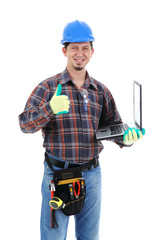 Construction Worker with Laptop