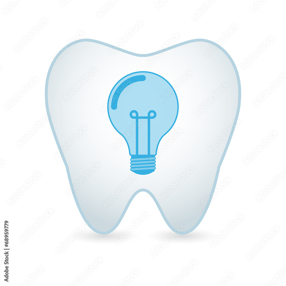 Wall mural Tooth with a lightbulb icon