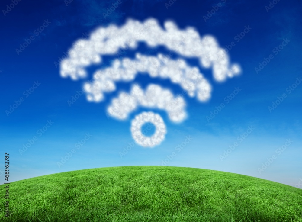 Poster Composite image of cloud in shape of wifi sign