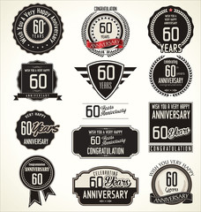 Anniversary retro badges and labels collection