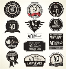Anniversary retro badges and labels collection