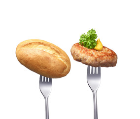 Frikadelle und Brötchen