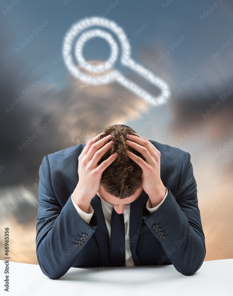 Poster composite image of businessman with head in hands