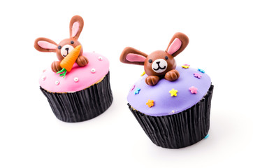 Easter cupcakes isolated white background