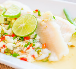 Steamed basa fish