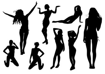 Beach girls silhouettes