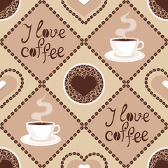 Seamless pattern with coffee and latte art
