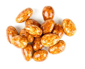 chocolate almonds isolated on white