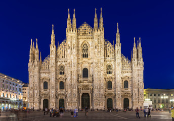 Night view of Milan Cathedral (Duomo di Milano) in Milan, Italy