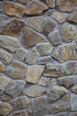 Wall with textured stone blocks