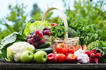 Stickers pour porte Légumes Variété de légumes biologiques frais dans le jardin