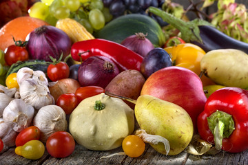 Healthy organic fruits and vegetables from the garden