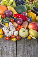 Healthy organic fruits and vegetables from the garden