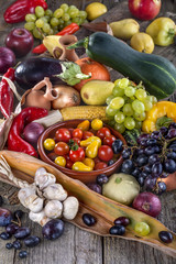Healthy organic fruits and vegetables from the garden