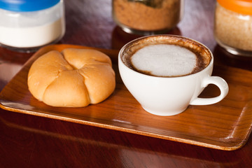 Bread and a cup of delicious coffee.