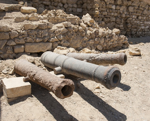 Old canons at a roman fort