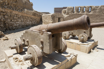 Fototapeta na wymiar Old canons at a roman fort