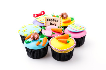 Easter cupcakes isolated white background