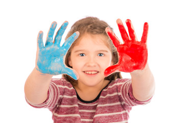 Little Girl Playing with Paint