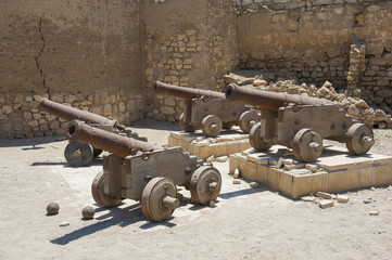 Old cannons at a roman fort