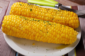 sweet corn with butter and herbs