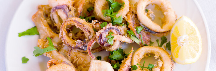 Fresh fried calamary rings