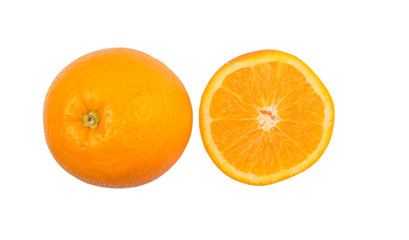 Orange fruits over white background
