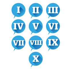 Numbers set. Vector flat design roman numeral