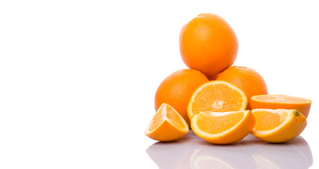 Orange fruits over white background