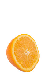 Slice of orange fruits over white background