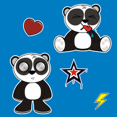 panda bear cartoon isolated set pack05