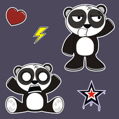 panda bear cartoon isolated set pack04