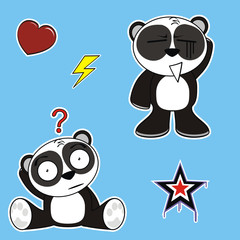 panda bear cartoon isolated set pack02