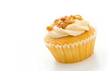 Nuts cupcake isolated on white background