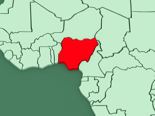 Fototapeta premium Map of worlds. Nigeria.