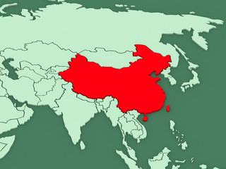 Fototapeta premium Map of worlds. China.