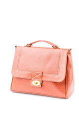 Woman leather bag isolated white background
