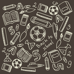 set of cartoon school supplies