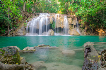 Waterfall in Deep forest at Erawan waterfall National Park © CasanoWa Stutio