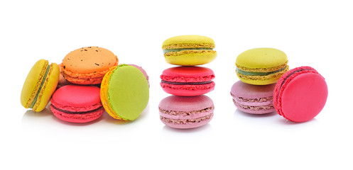 Fototapeta na wymiar Colorful macaroons collection set of isolation on a white backgr