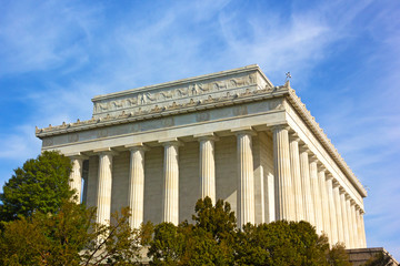 Exterior of Lincoln Memorial in Washington DC, USA.