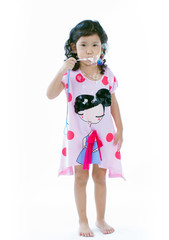 Beautiful little girl blow bubbles